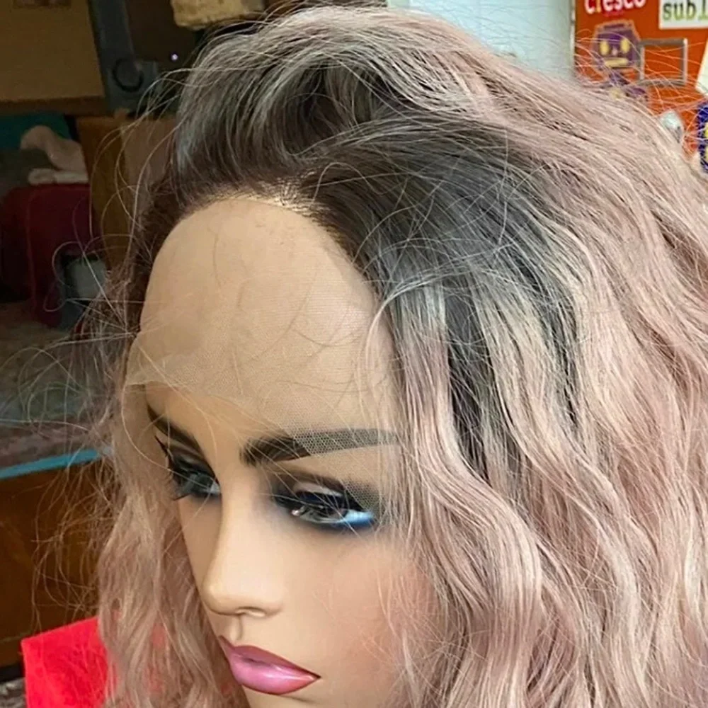 Peachy pink/dusty rose lace front wig